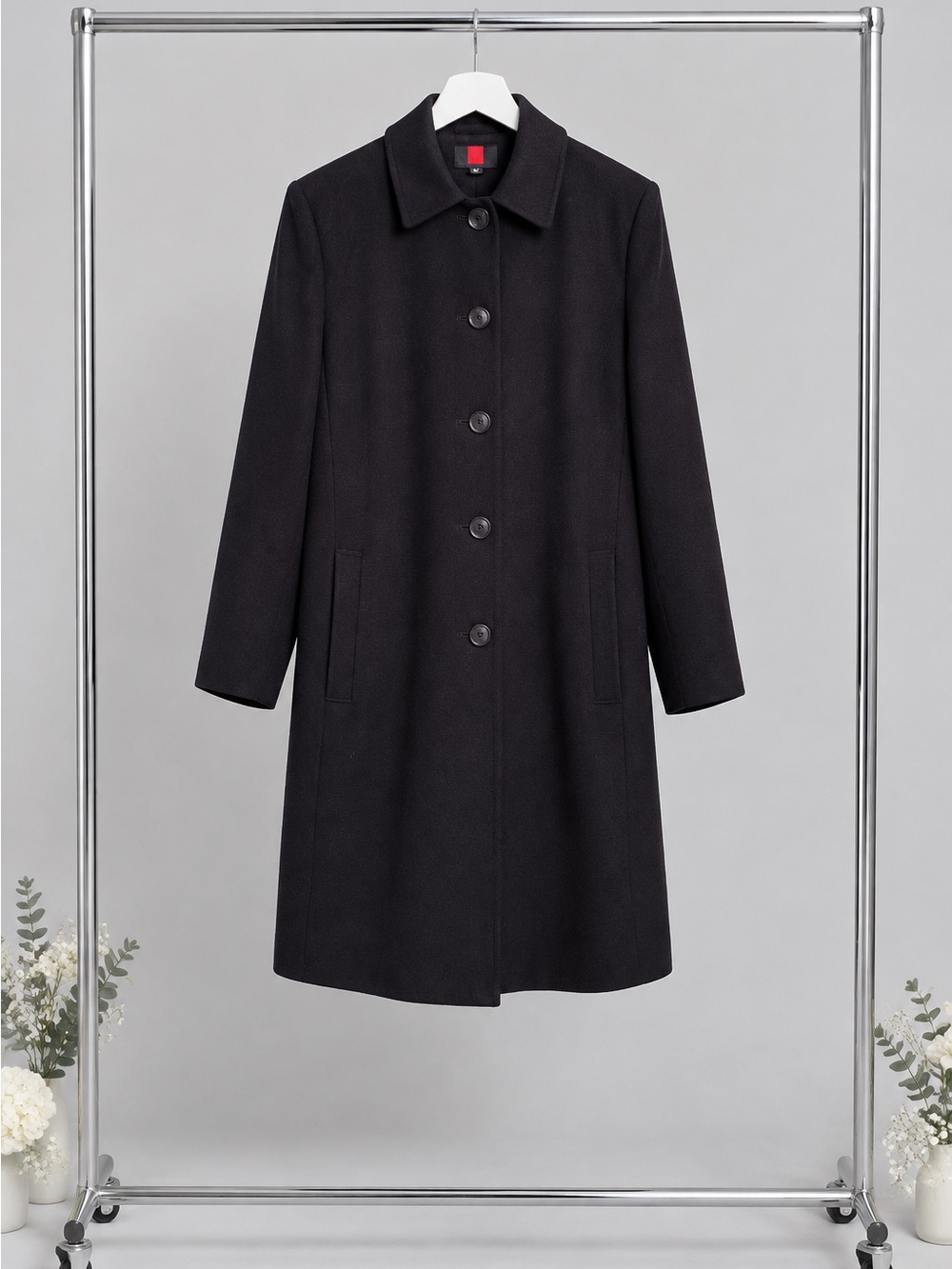 Gallery Black Single-Breasted Trench Coat